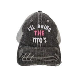 Unisex Distressed Trucker Hat " I'LL BRING THE TITO'S " Adjustable Ball Cap